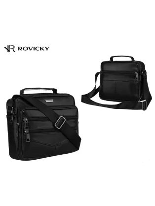 Črna usnjena moška torba Rovicky