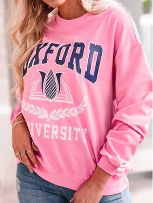 Stilski ženski pulover Oxford v rožnati barvi TLR039