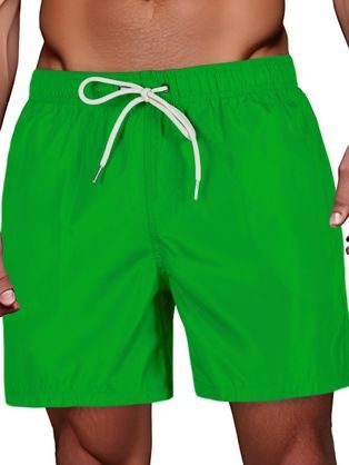 Modne moške kopalke v granatni barvi z rdečim pasom