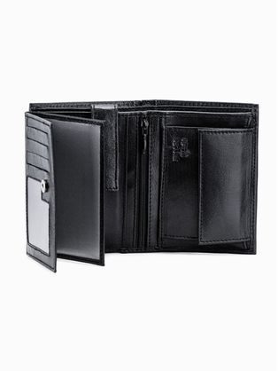 Črna usnjena denarnica A367
