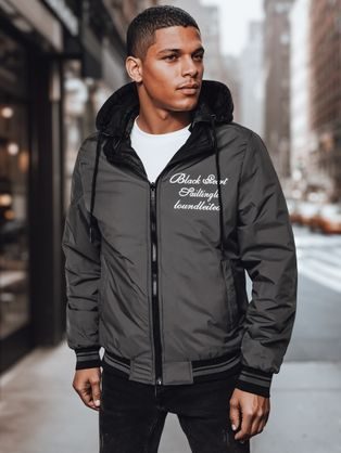 Moška črna dvostranska jakna s kapuco