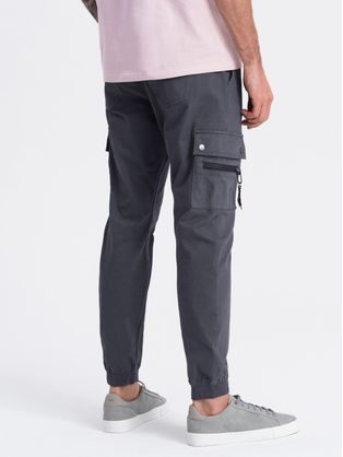 Moške črne chinos hlače z elastičnim pasom V3 PACP-0158