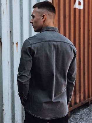 Modna črna moška srajca V2 SHDS-0181