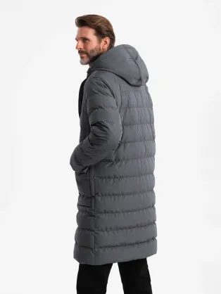 Klasična črna moška zimska parka V6 JALP-0166