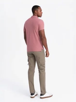 Moška bela črtasta polo majica V2 POSS-0145