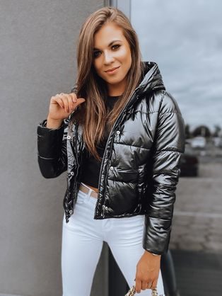 Neobičajna ženska prešita bunda v črni barvi Gisel