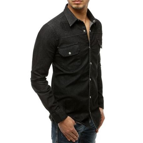 Ležerna črna srajca s trendovskimi šivi