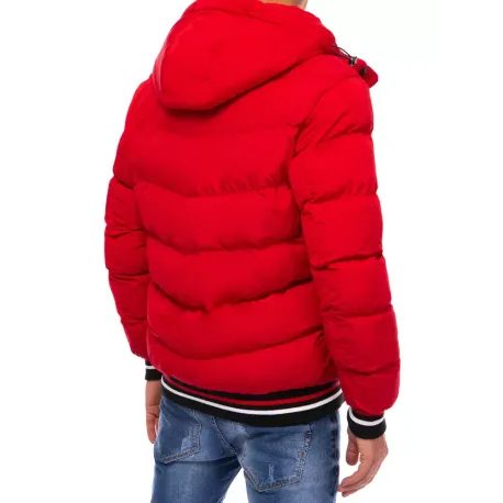 Prešita stilska rdeča zimska bunda