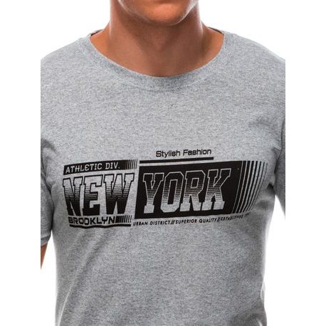 Siva majica iz bombaža s potiskom New York S1596