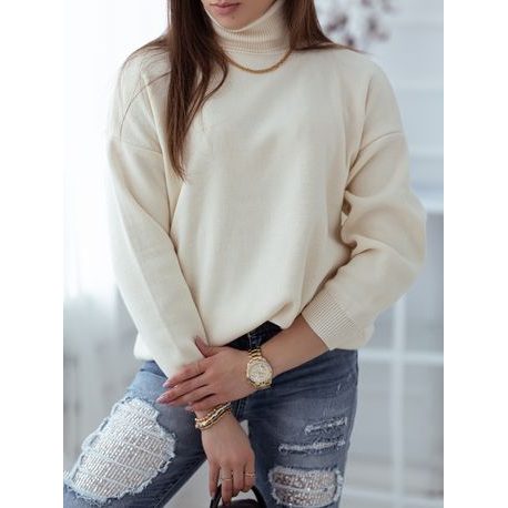 Preprost ecru ženski pulover Galicja