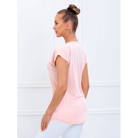 Ženska modna majica s potiskom v barvi breskve SLR023