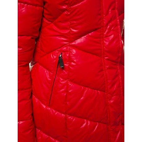 Ženska zimska parka s krznom v rdeči barvi O/DK026/4