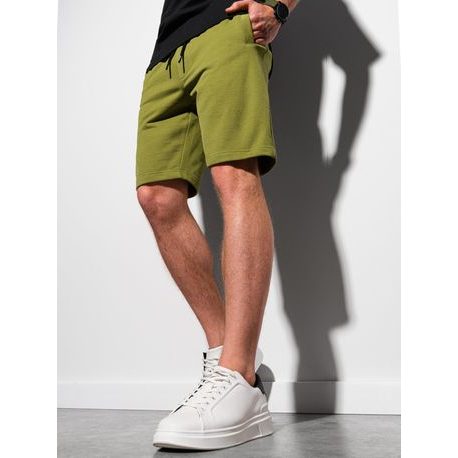 Udobne kratke hlače v olivno zeleni barvi W291