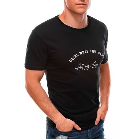 Črna bombažna majica z napisom S1593