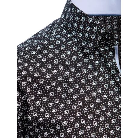 Črna zanimiva bombažna srajca z vzorcem
