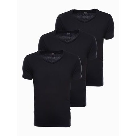 Komplet treh črnih bombažnih majic z V-izrezom Z29-V9