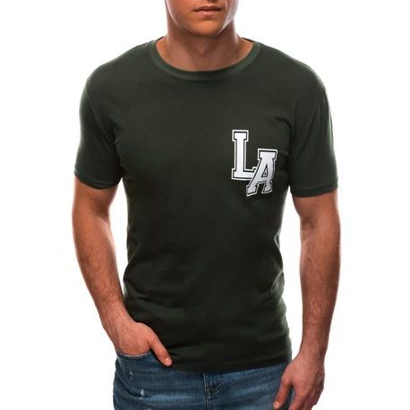 Kaki bombažna majica s potiskom LA S1581