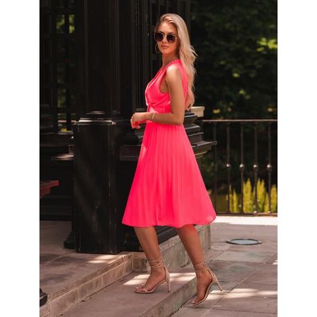 Čudovita rožnata ženska obleka DLR074