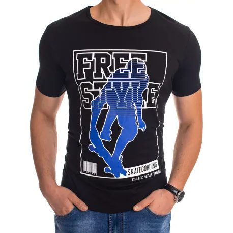 Trendovska črna majica s potiskom Free Style