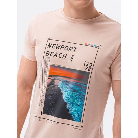 Bombažna rožnata majica Newport Beach S1434 V-15B