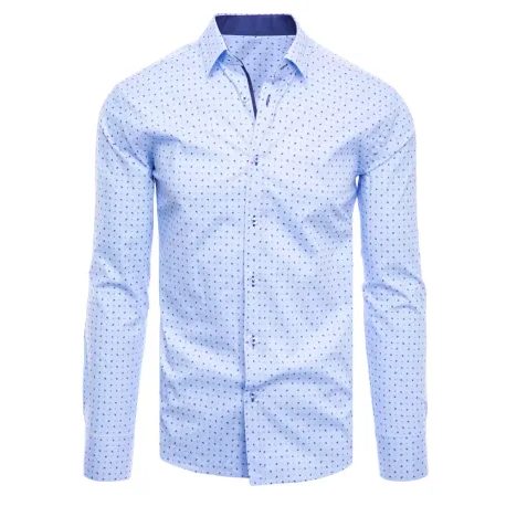Azurno modra bombažna srajca z zanimivim vzorcem