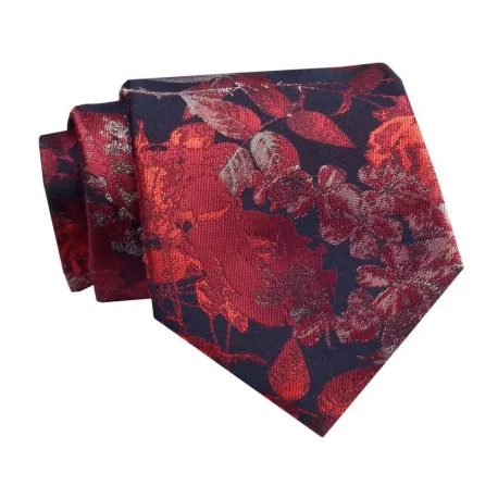Granatno-rdeča kravata s cvetličnim vzorcem Chattier
