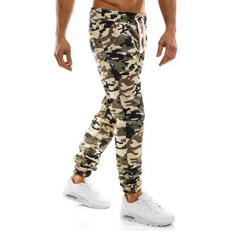 Moške jogger hlače v temno bež vojaškem vzorcu ATHLETIC 367