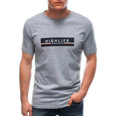 Bombažna siva majica s potiskom High Life S1615