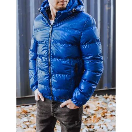 Originalna zimska bunda s kapuco v nebeško modri barvi