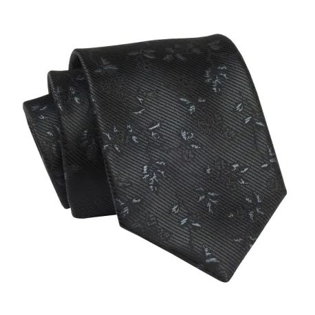 Črna kravata s cvetovi Alties