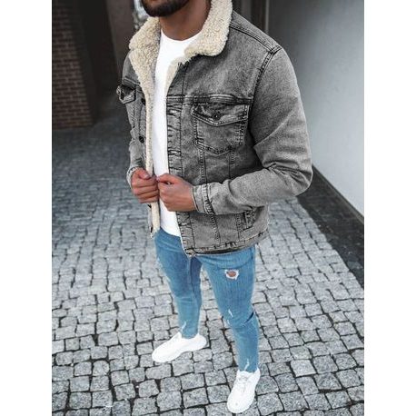 Trendovska moška grafitna jeans jakna BN/7287