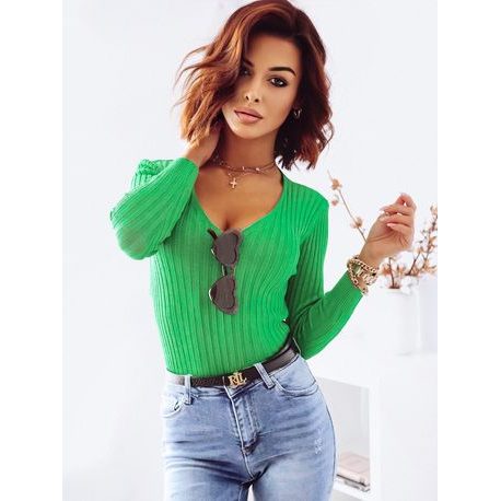 Zanimiv ženski pulover v zeleni barvi Mistery