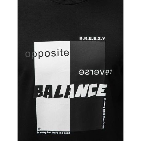 Črn trendovski pulover s potiskom Balance B/21402023