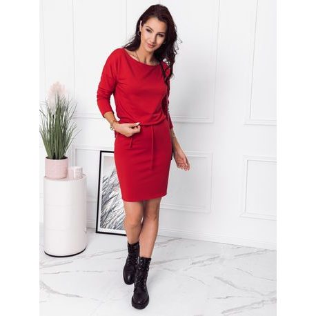 Trendovska ženska obleka v rdeči barvi DLR048