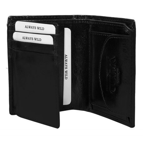 Črna usnjena denarnica s kontrastnimi šivi