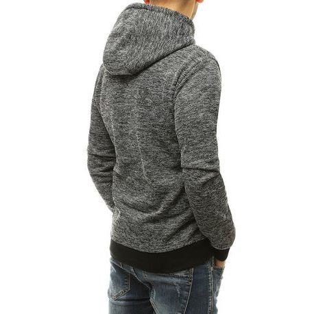 Modni temno siv pulover s kapuco