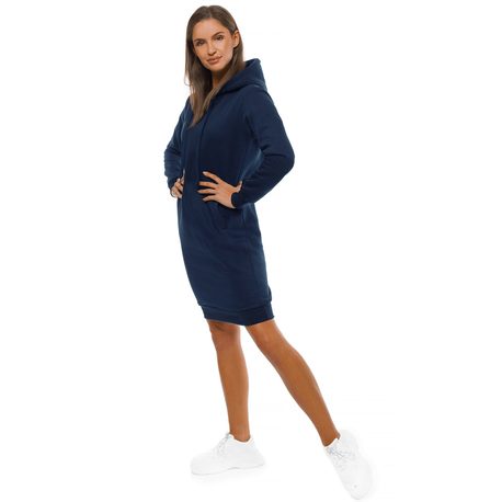 Ženski neobičajen podaljšan pulover s kapuco v granatni barvi JS/YS10005/25