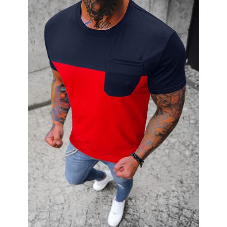 Granatna-rdeča trendovska majica z žepom JS/8T91/18Z
