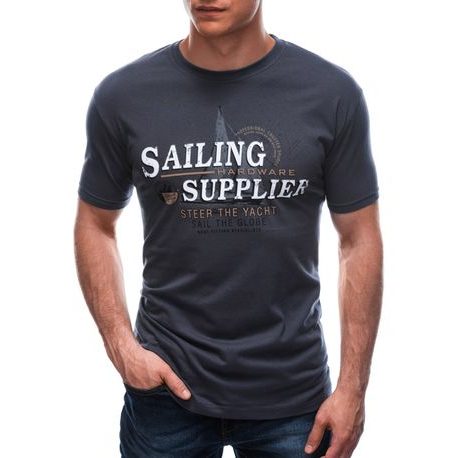 Temno siva majica s potiskom Sailing S1674
