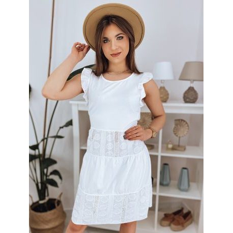 Preprosta romantična obleka v beli barvi Gina