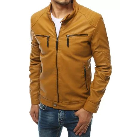 Stilska usnjena jakna v kamelji barvi