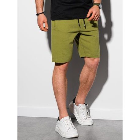 Udobne kratke hlače v olivno zeleni barvi W291