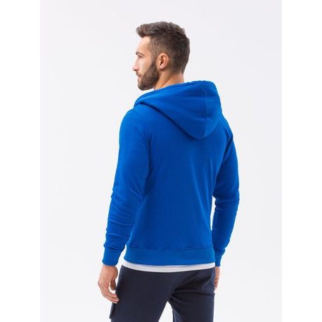 Trendovski moder pulover s kapuco B1223