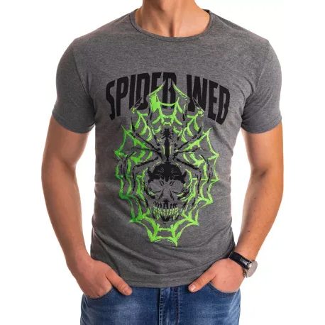 Temno siva majica s potiskom Spider Web
