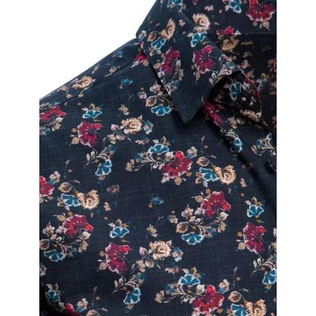Črna bombažna srajca s cvetličnim vzorcem