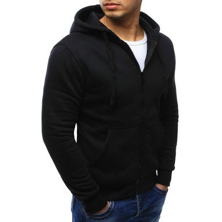 Stilski črn pulover s kapuco