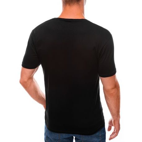 Bombažna črna majica s stilskim potiskom S1584