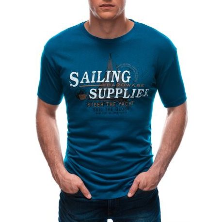 Turkizna majica s potiskom Sailing S1674