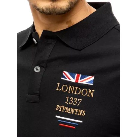 Črna polo majica z našitkom London