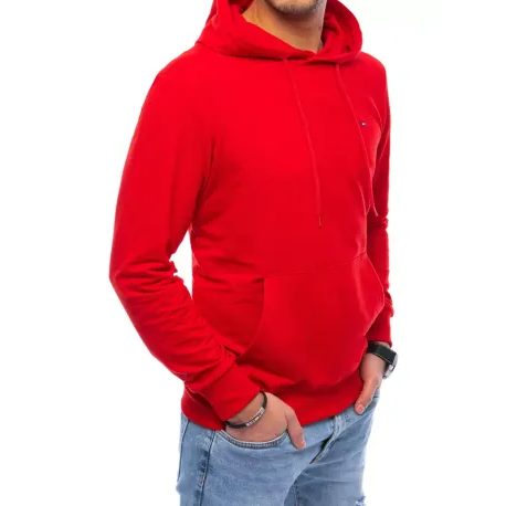 Stilski rdeč pulover s kapuco